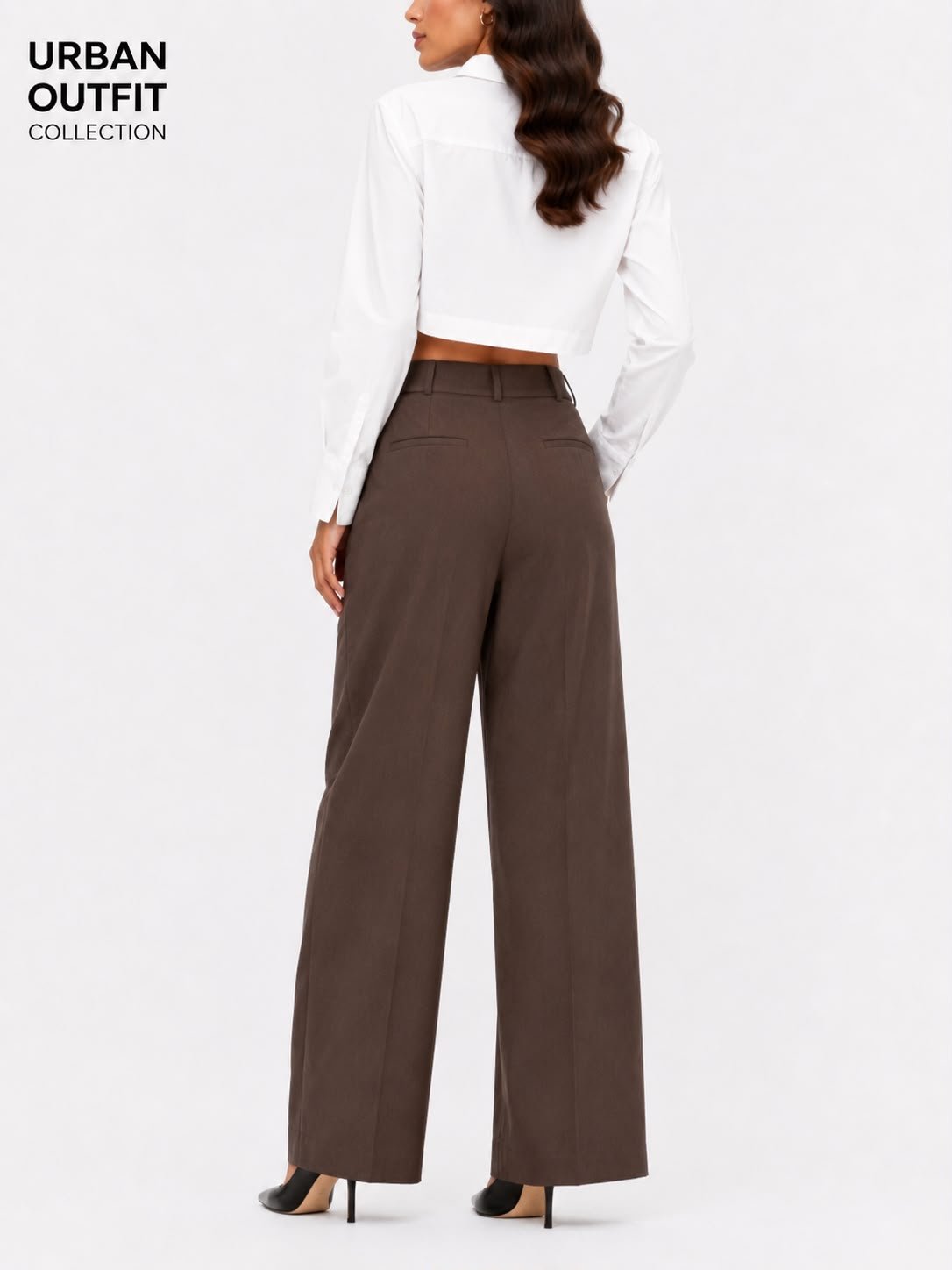 Women Wide Leg Formal Trouser - Coffee