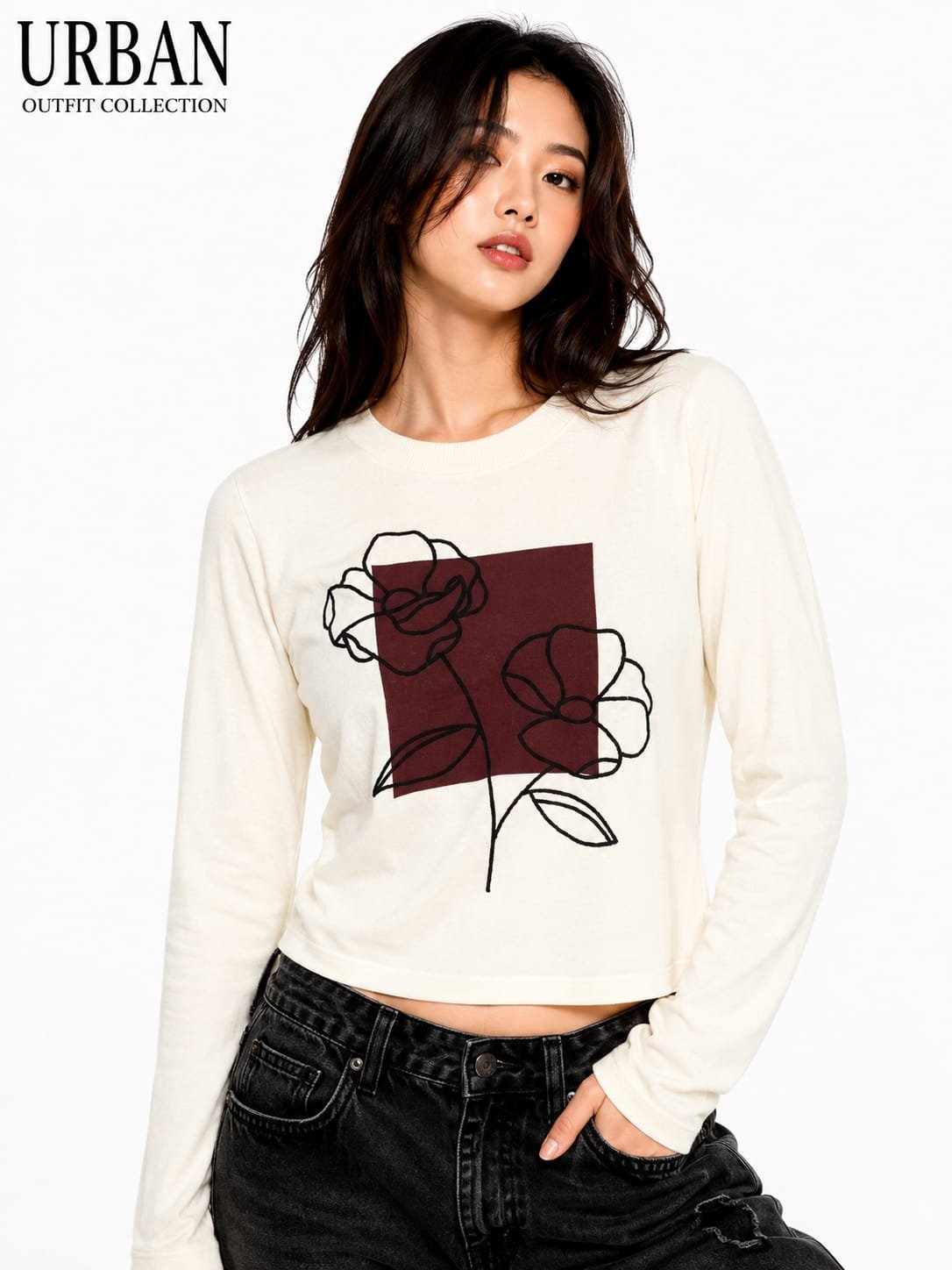 Women's Crewneck Knit Sweater - Off White