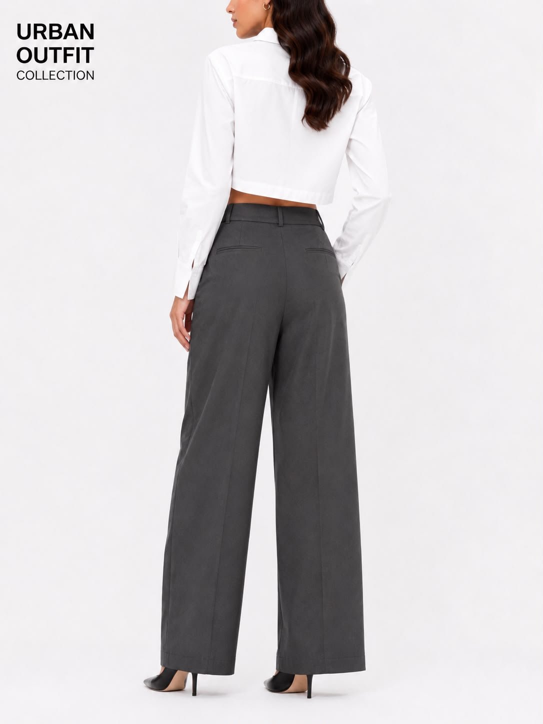 Women Wide Leg Formal Trouser - Dark Grey
