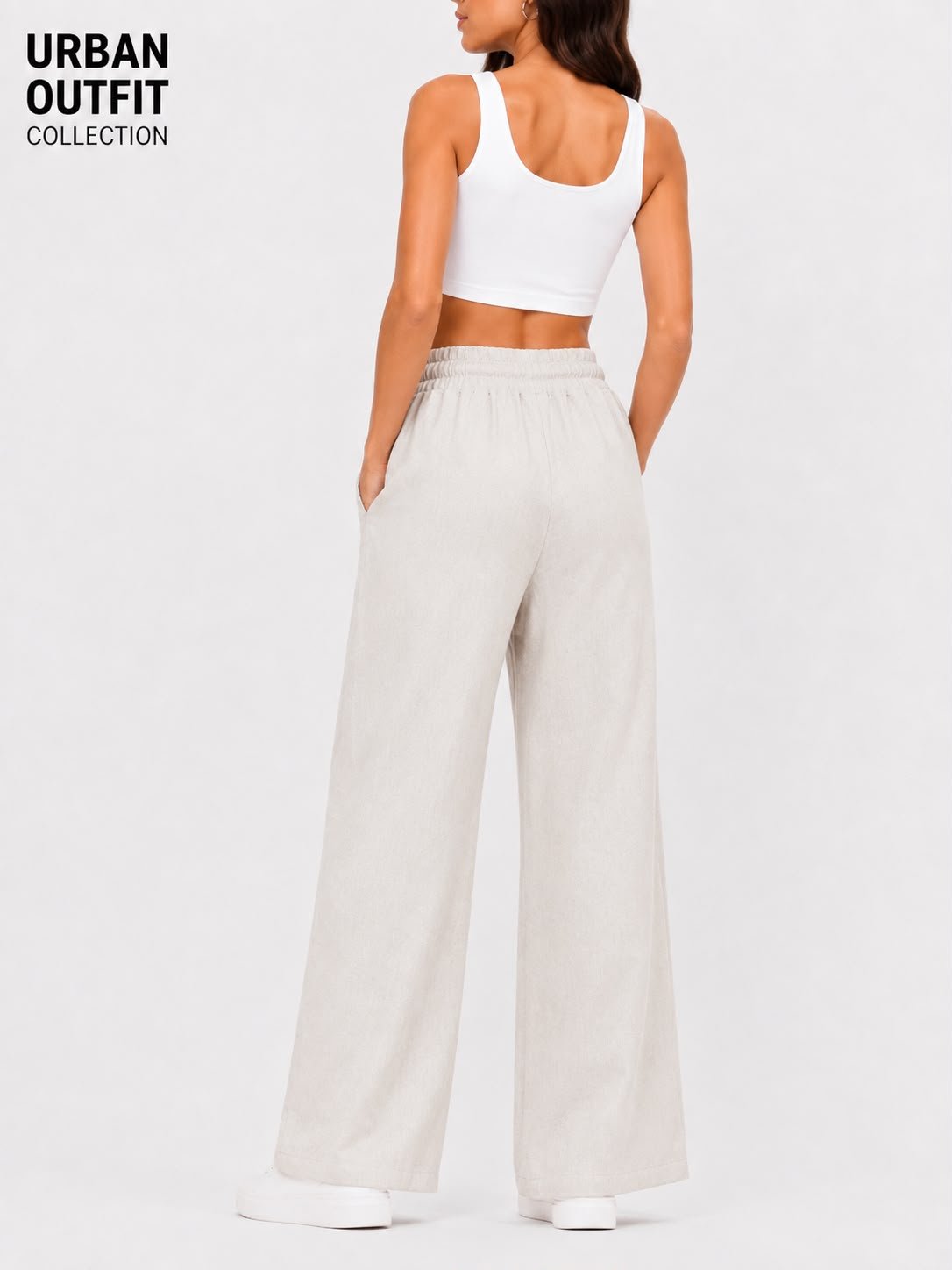 Women Cotton Linen Trouser - Beige