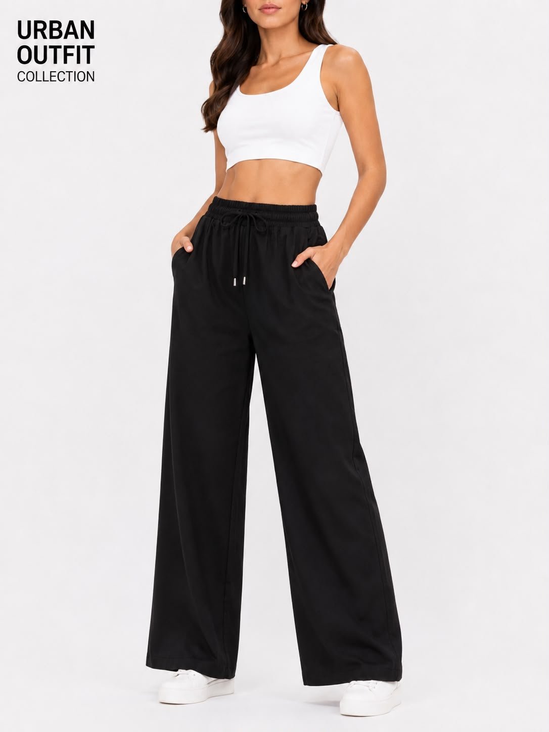 Women Cotton Linen Trouser - Black