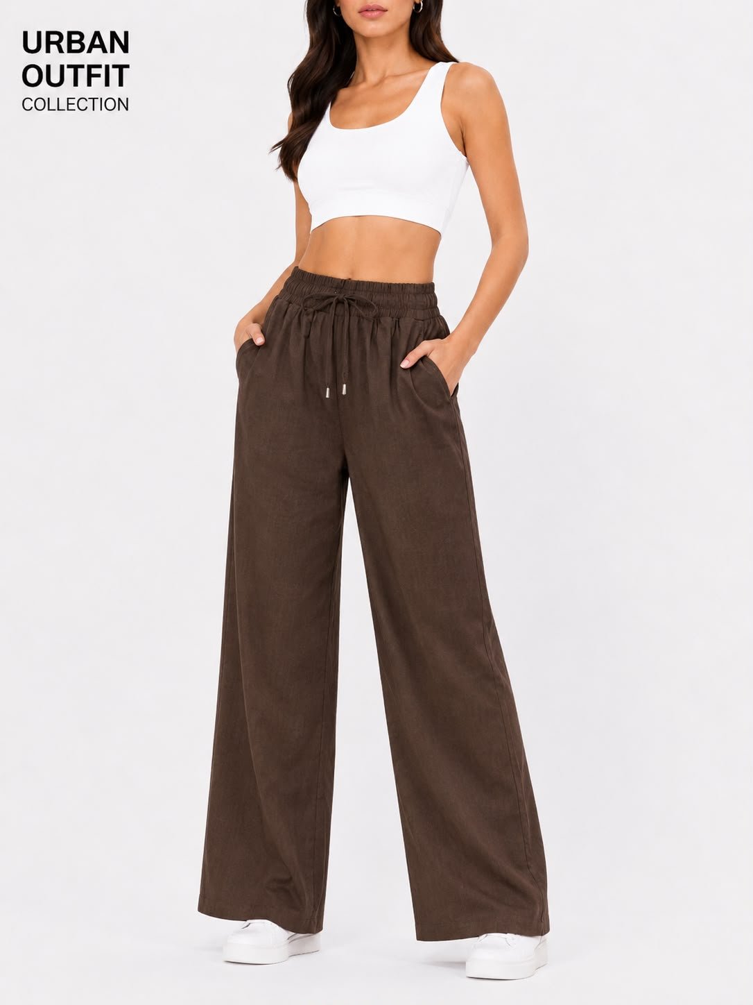 Women Cotton Linen Trouser - Coffee