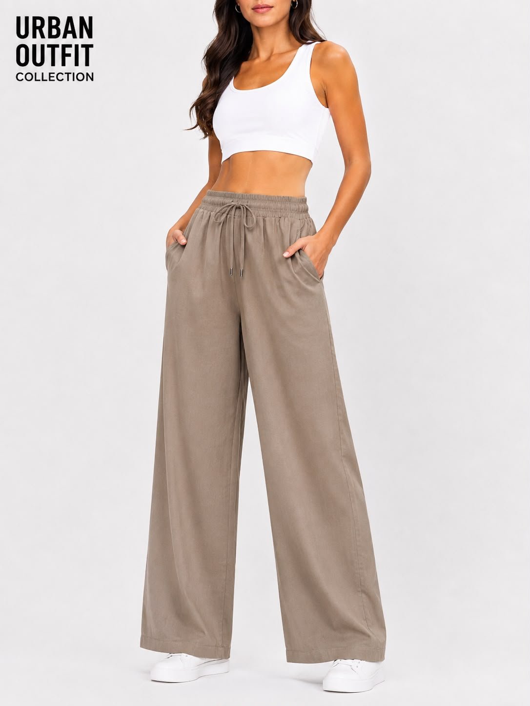 Women Cotton Linen Trouser - Mushroom Brown