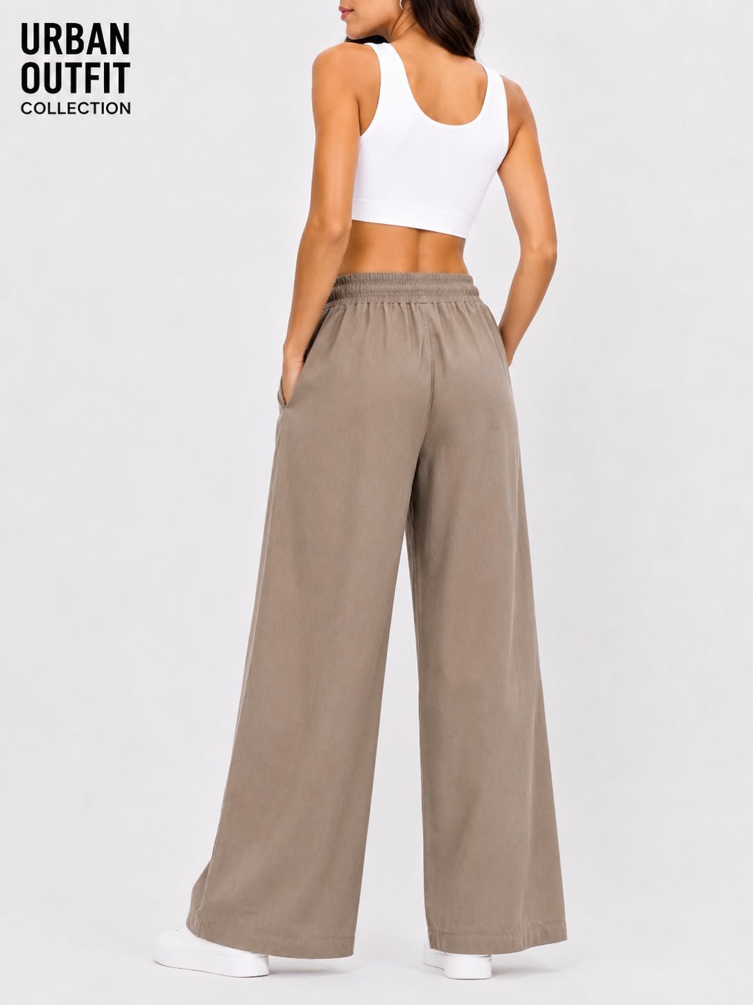 Women Cotton Linen Trouser - Mushroom Brown