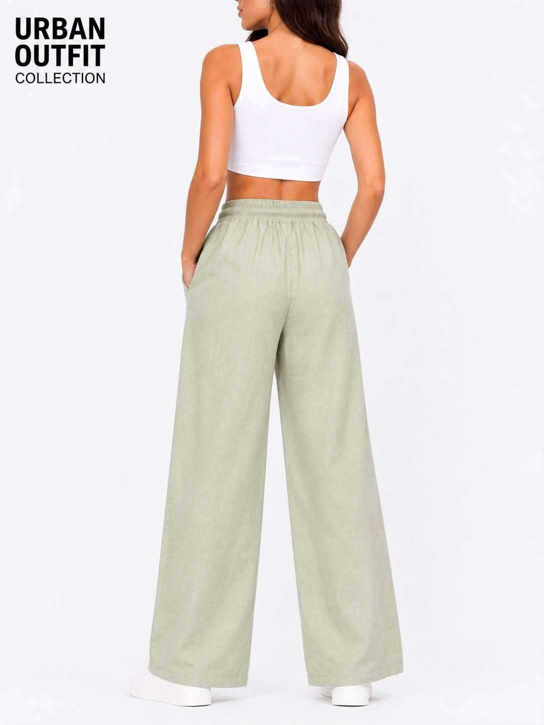 Women Cotton Linen Trouser - Sage Green