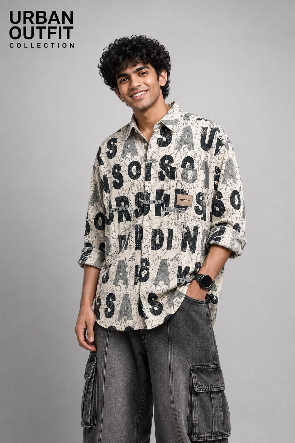 Men Off-White Bold Letter Print Shirt