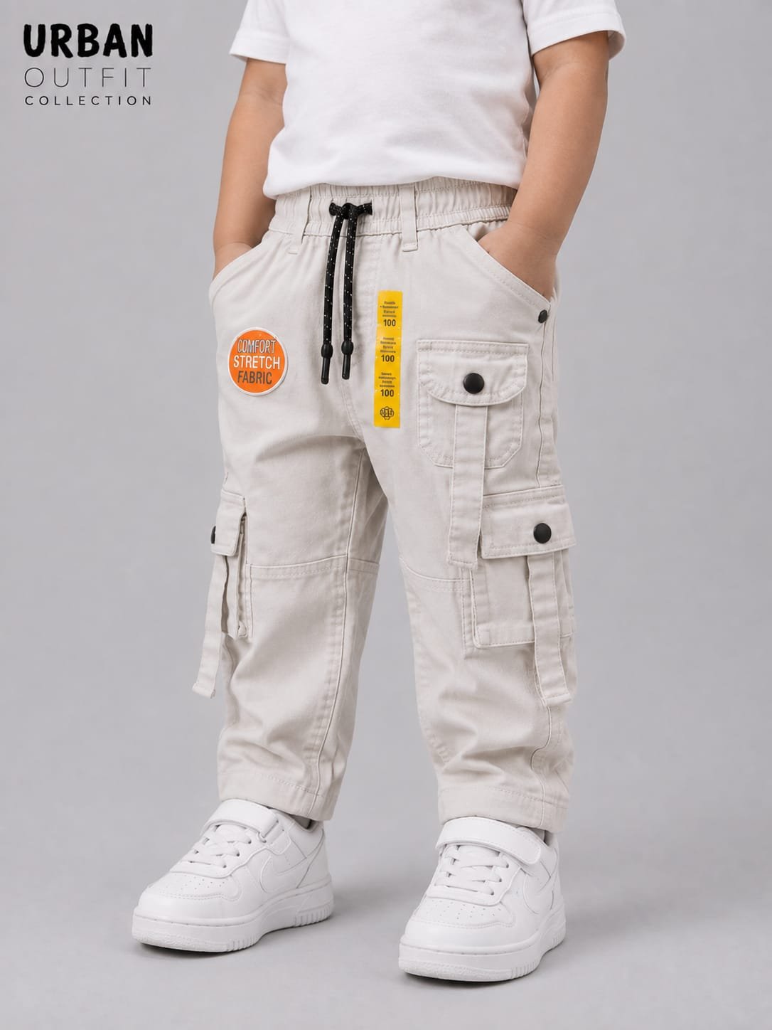 Kids Cream Cargo Pants