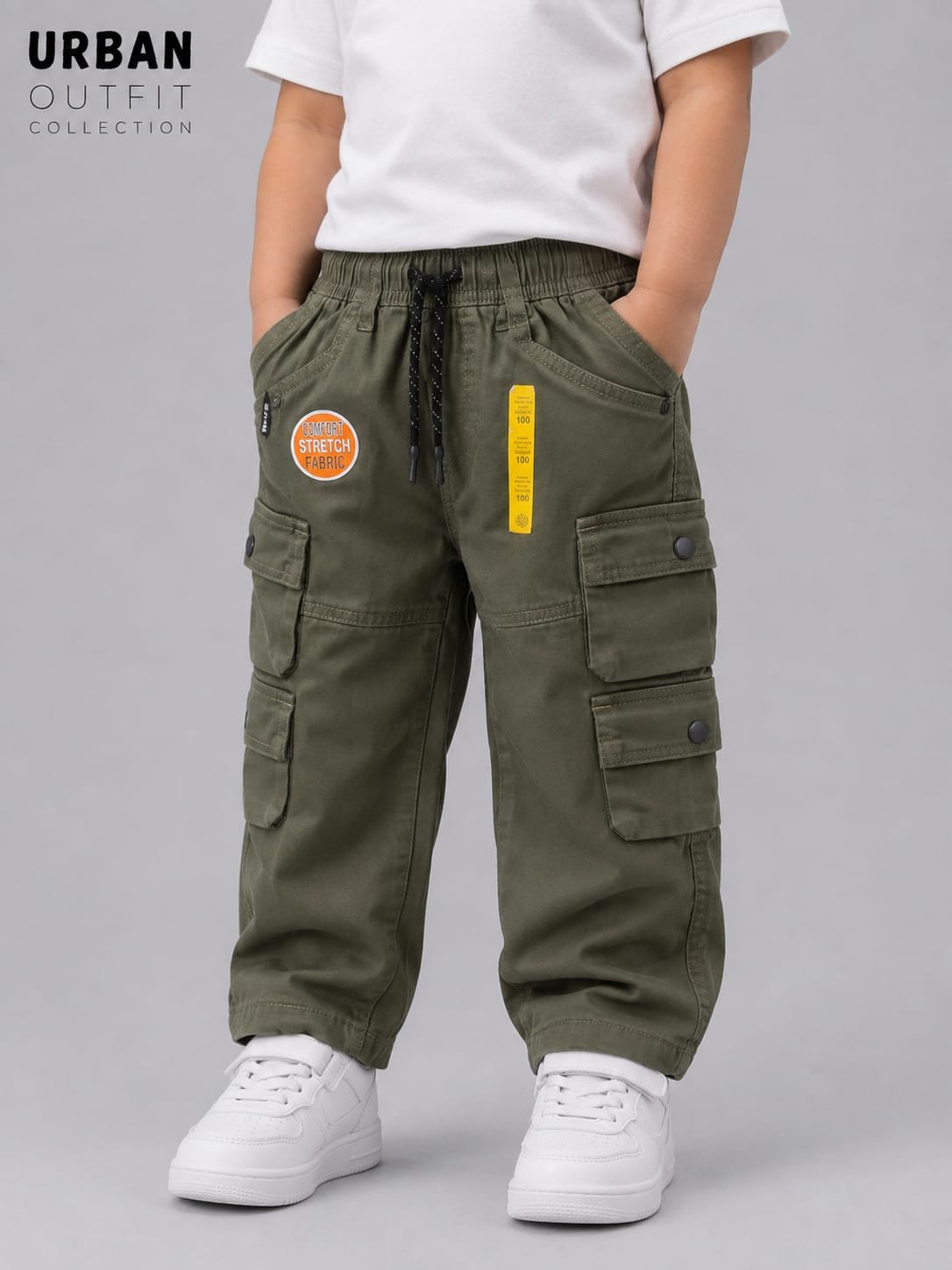Kids Army Green Cargo Pants