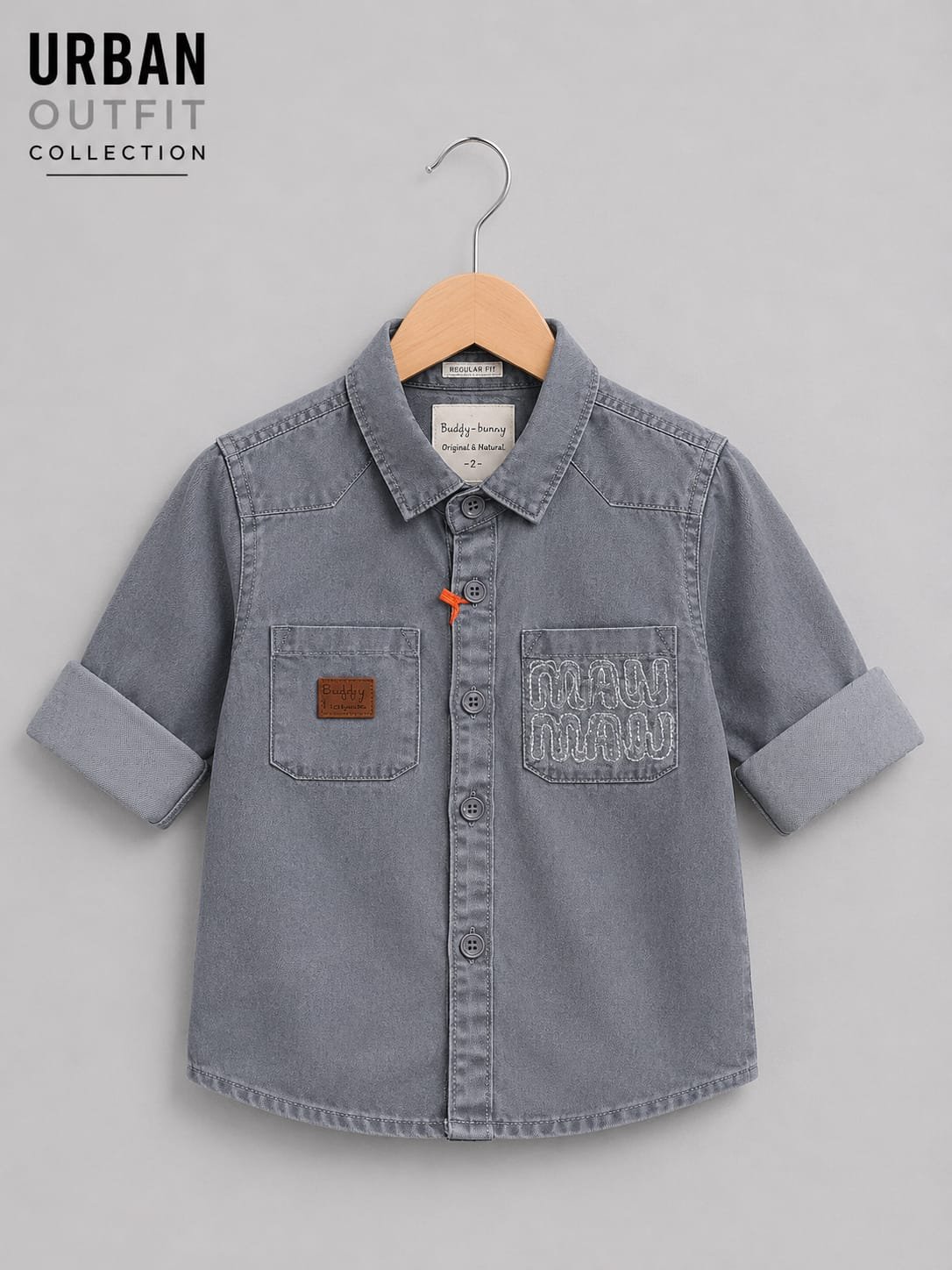 Kids  casual faded grey button-down shirt