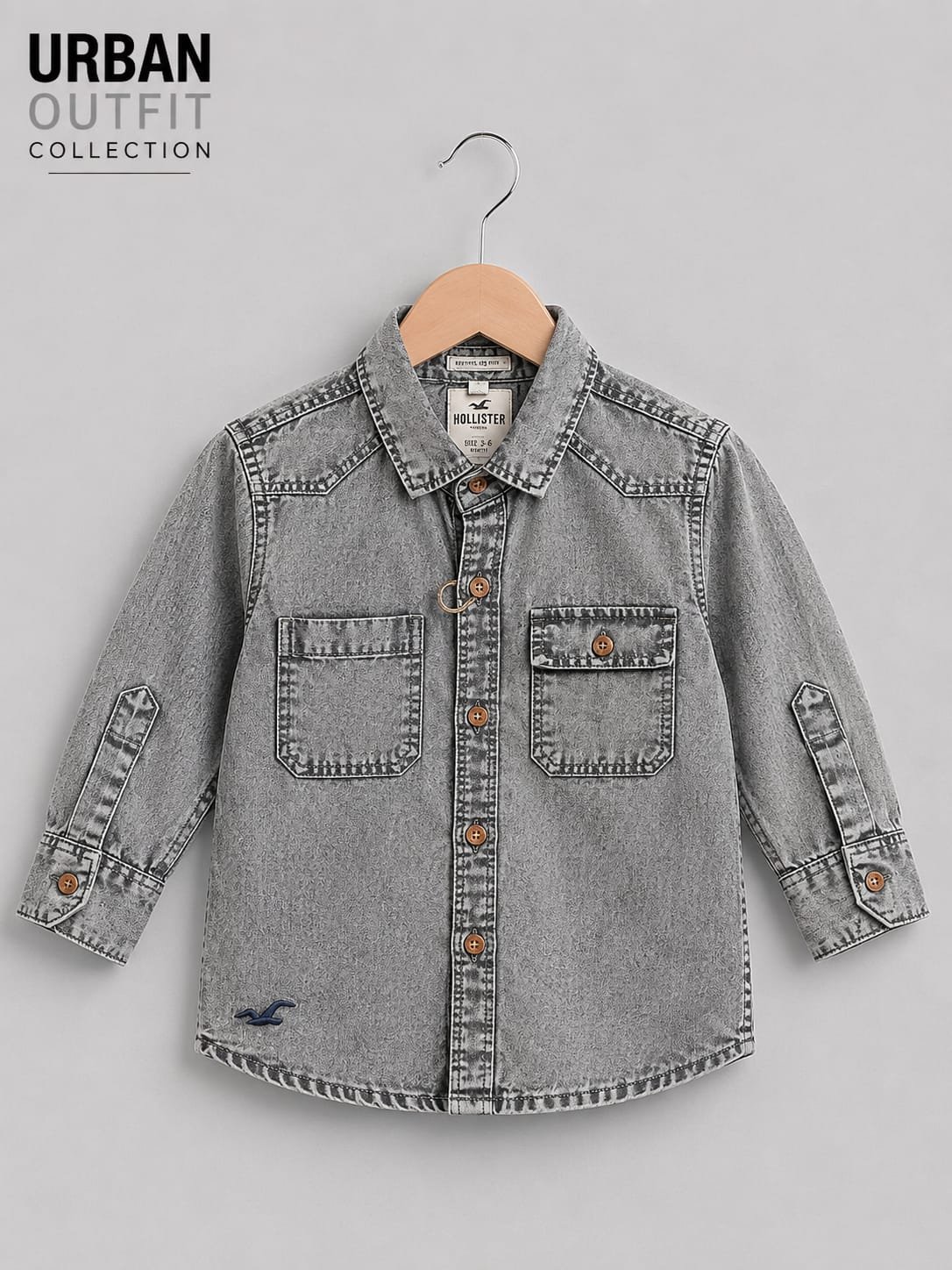 Kids casual light grey button-down shirt