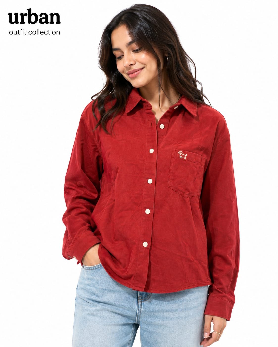 women's rest red shade button-down casual shirt